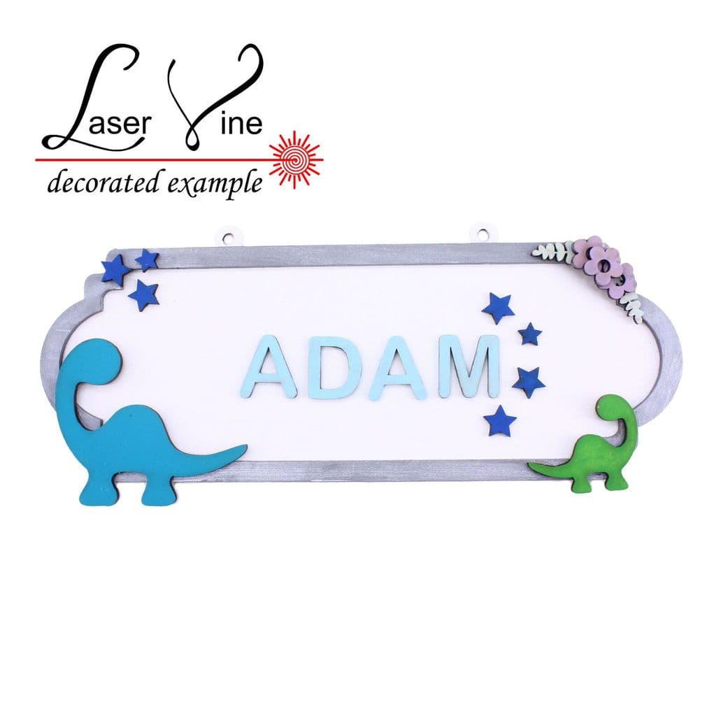 MDF Wooden Craft Shape Blank Dinosaur Room Sign Plaque Add Your Name 